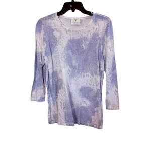 Edinburgh Knitwear Women’s Lagenlook Linen Cotton Lilac Sweater sz M